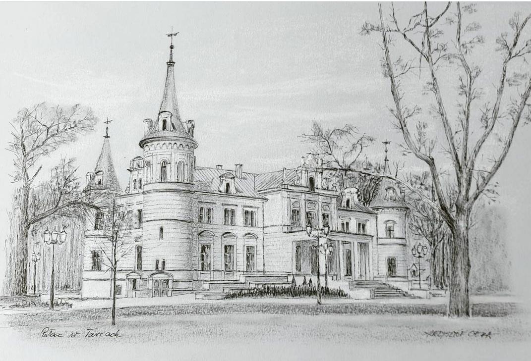 Pałac w Tarcach rysunek Krzysztof Cepa