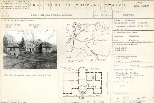 Karta zabytku dwór w Borkówku
