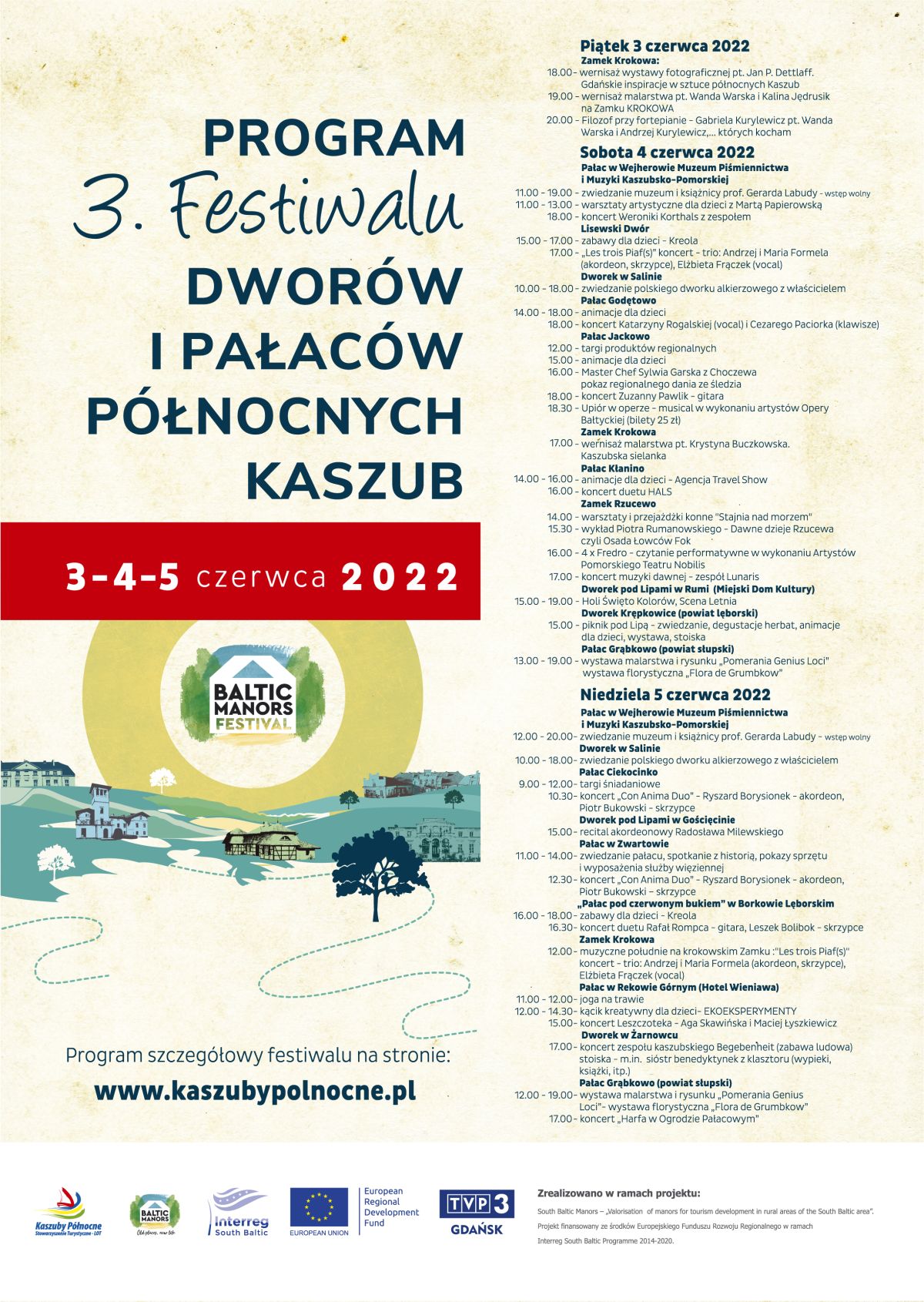 3 Festiwal dworów i pałaców Północnych Kaszub Plakat