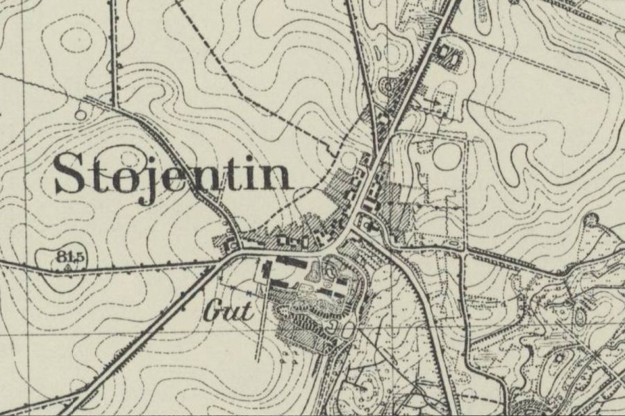 Stowięcino niem. Stojentin, mapa 1929 r.