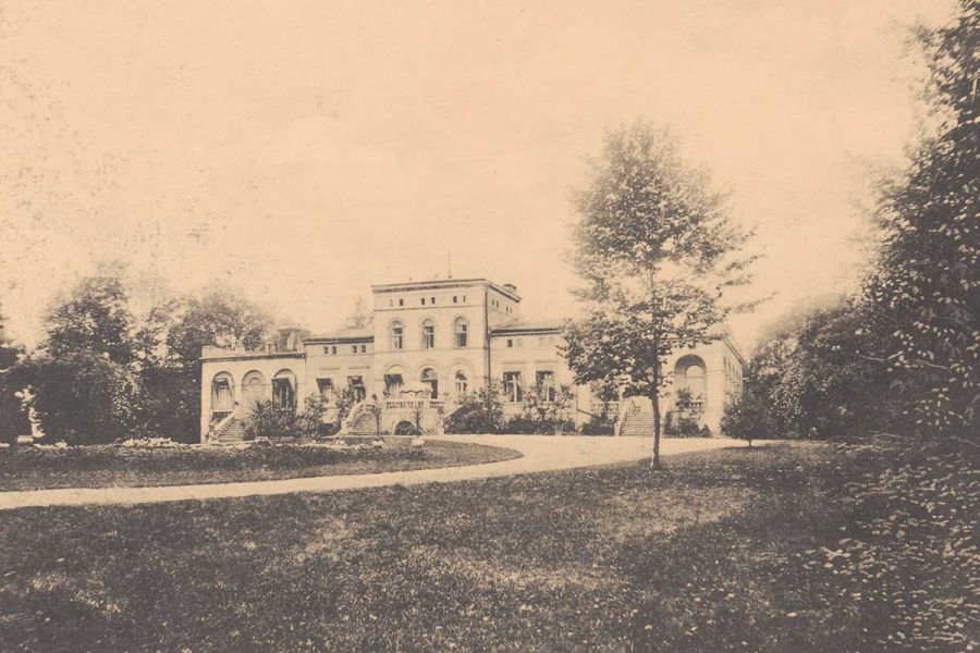 Pałac w Pakosławiu około roku 1912, Dwory Polskie w Wielkim Księstwie Poznańskim, Leonard Duczykiewicz, fot. Polona