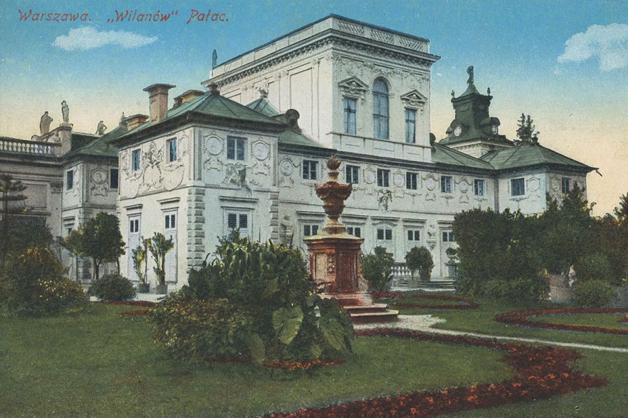 Pocztówka - Pałac w Wilanowie od strony ogrodu