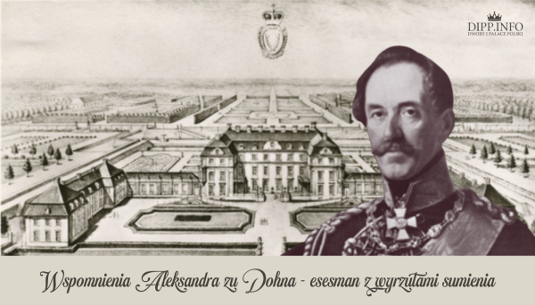 Aleksander von Dohn na tle pałacu w Słobitach
