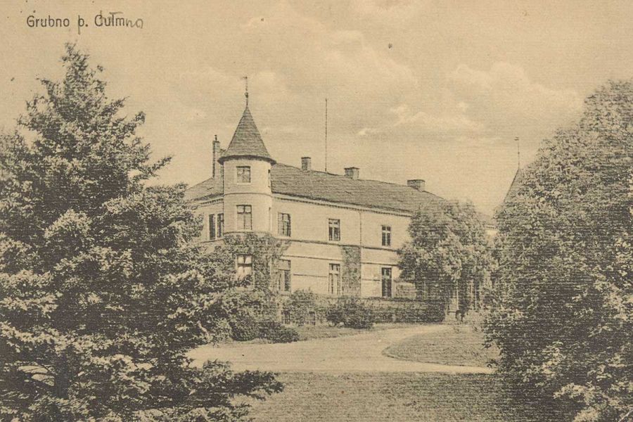 Pałac Grubno stara pocztówka 1901-1930